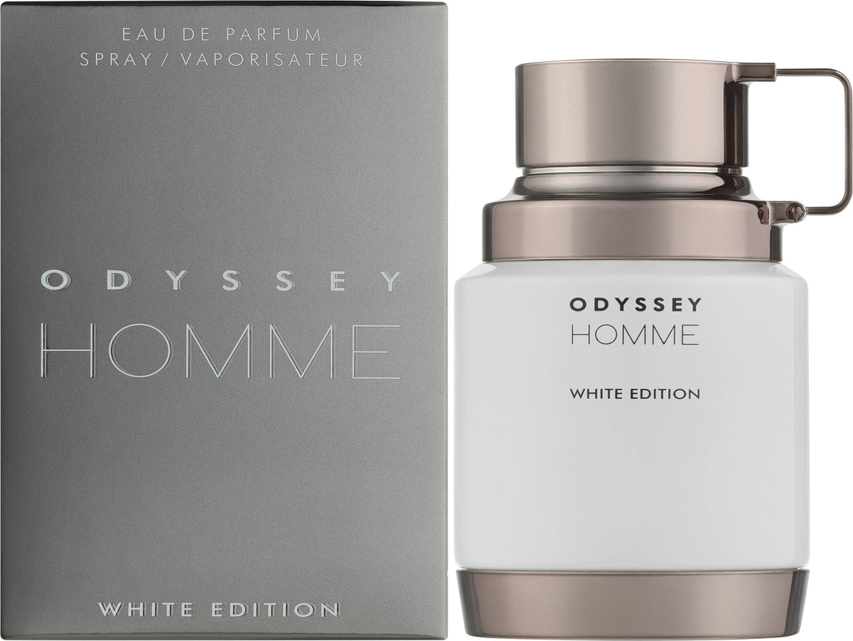 Armaf Odyssey Homme White Edition for Men Eau de Parfum perfume bottle and packaging