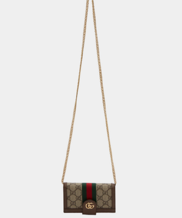 Gucci Ophidia GG Supreme Phone Wallet Bag Brown