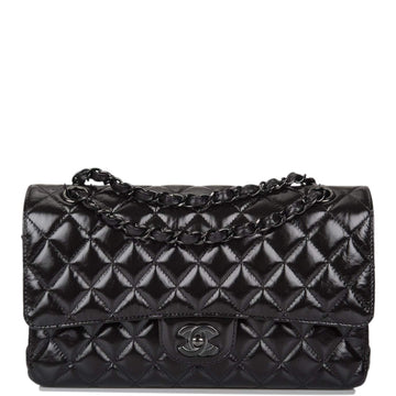 Chanel Medium Classic Double Flap Bag SO Black Crumpled Calfskin