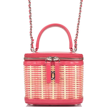 Chanel Small Rattan Vanity Case Pink