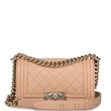 Chanel Small Boy Bag Camel Lambskin