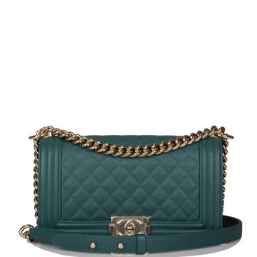 Chanel Medium Boy Bag Green Caviar