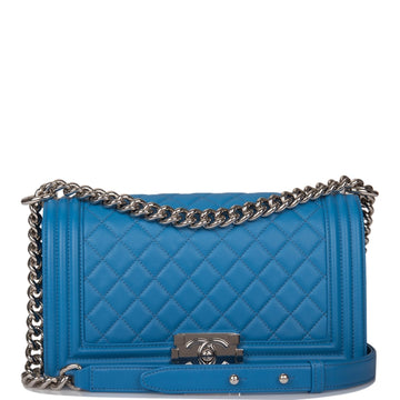 Chanel Medium Boy Bag Blue Calfskin
