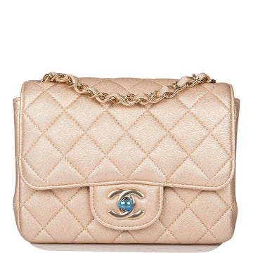 Chanel Square Mini Classic Flap Bag Gold Metallic Lambskin