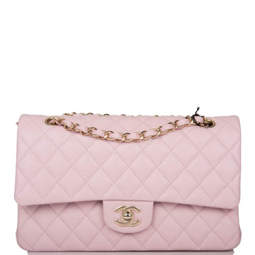 Chanel Medium Classic Double Flap Bag Rose Clair Caviar