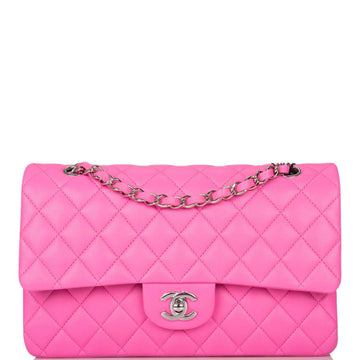 Chanel Medium Classic Double Flap Bag Neon Pink Lambskin