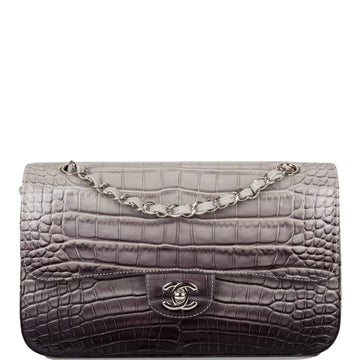 Chanel Medium Classic Double Flap Bag Ombré Grey Matte Alligator