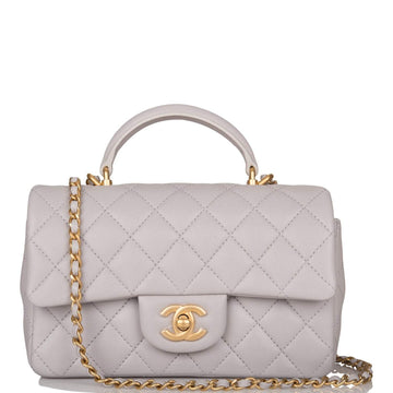 Chanel Rectangular Mini Top Handle Flap Bag Grey Lambskin
