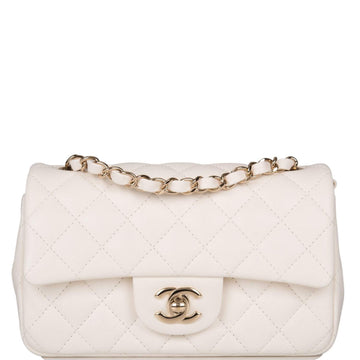 Chanel Rectangular Mini Classic Flap Bag White Lambskin