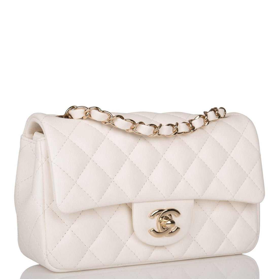 Chanel Rectangular Mini Classic Flap Bag White Lambskin