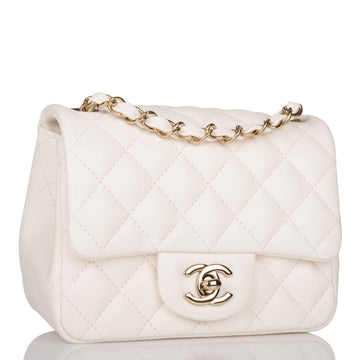 Chanel Square Mini Classic Flap Bag White Lambskin