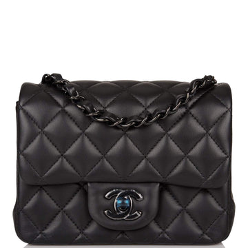 Chanel Square Mini Classic Flap Bag SO Black Lambskin