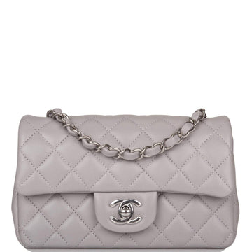 Chanel Rectangular Mini Classic Flap Bag Light Grey Lambskin