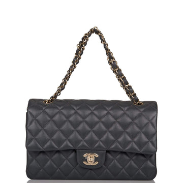 Chanel Medium Classic Double Flap Bag Dark Grey Caviar