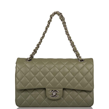 Chanel Medium Classic Double Flap Bag Green Lambskin