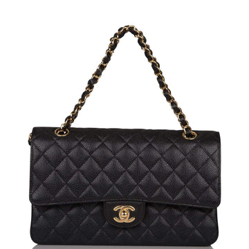 Chanel Medium Classic Double Flap Bag Black Caviar Gold Hardware