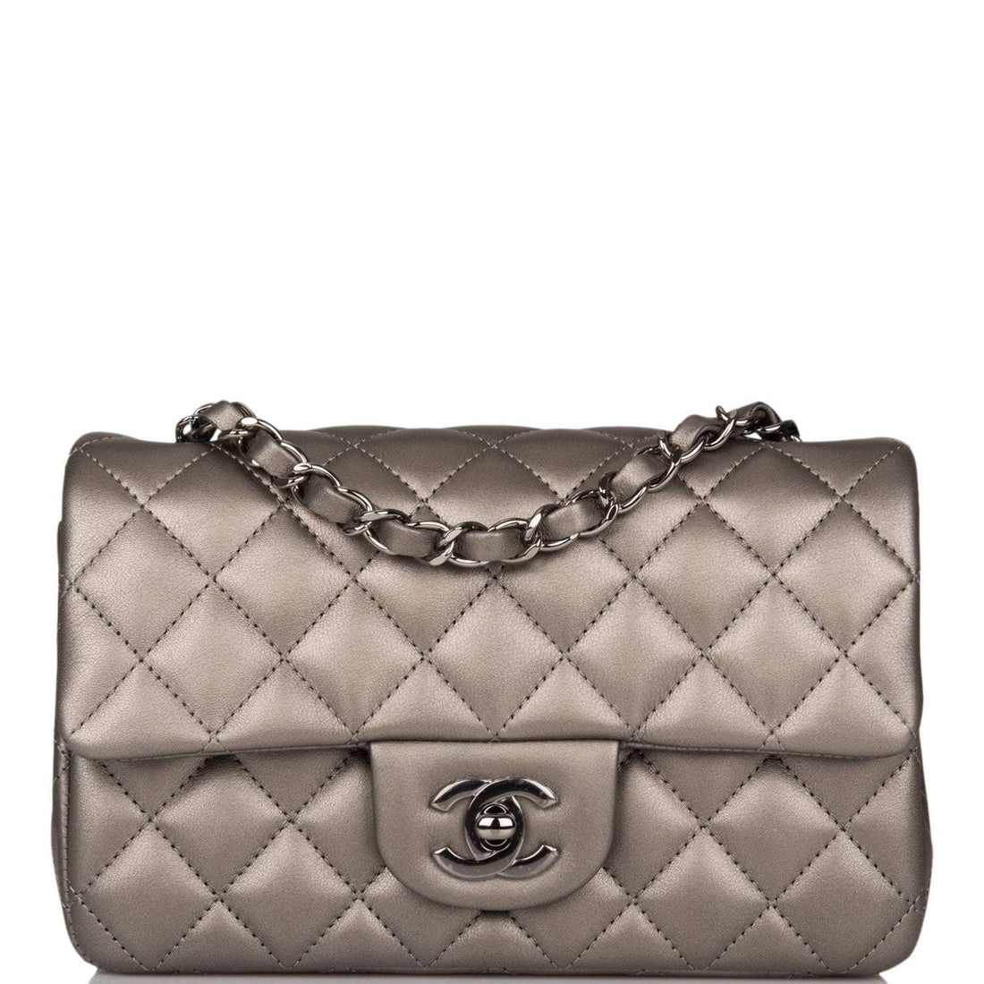 Chanel Rectangular Mini Flap Bag Ruthenium Lambskin
