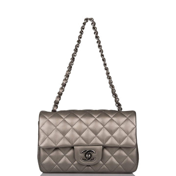 Chanel Rectangular Mini Flap Bag Ruthenium Lambskin