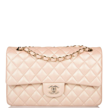 Chanel Medium Classic Double Flap Bag Beige Iridescent Calfskin