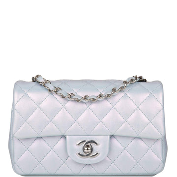 Chanel Rectangular Mini Flap Bag Blue Iridescent Lambskin
