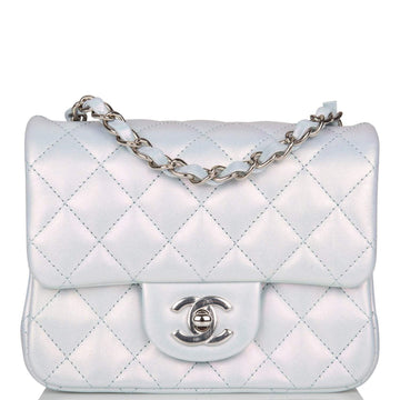 Chanel Square Mini Flap Bag Blue Iridescent Lambskin