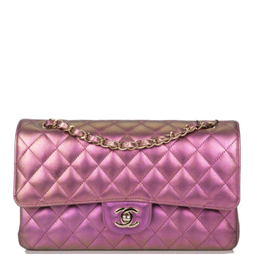 Chanel Medium Classic Double Flap Bag Purple Iridescent Lambskin