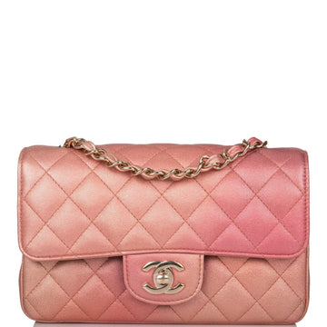 Chanel Rectangular Mini Classic Flap Bag Pink Ombré Metallic Lambskin