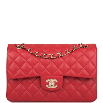 Chanel Small Classic Double Flap Bag Red Lambskin