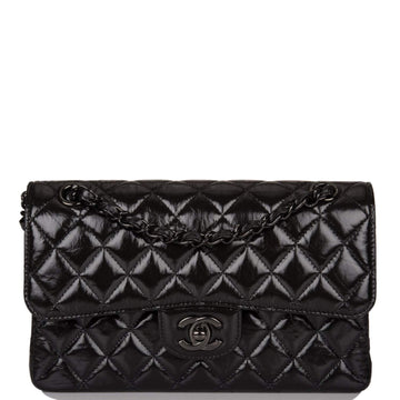 Chanel Small Classic Double Flap Bag SO Black Crumpled Calfskin
