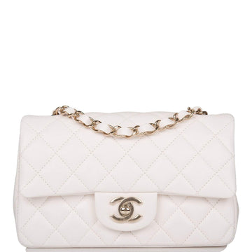 Chanel Rectangular Mini Classic Flap Bag White Lambskin