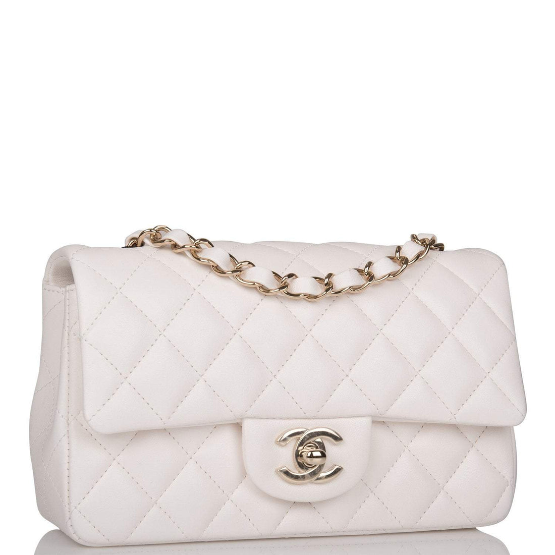 Chanel Rectangular Mini Classic Flap Bag White Lambskin