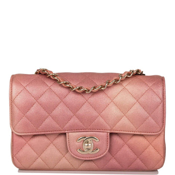 Chanel Rectangular Mini Flap Bag Pink Ombré Metallic Lambskin