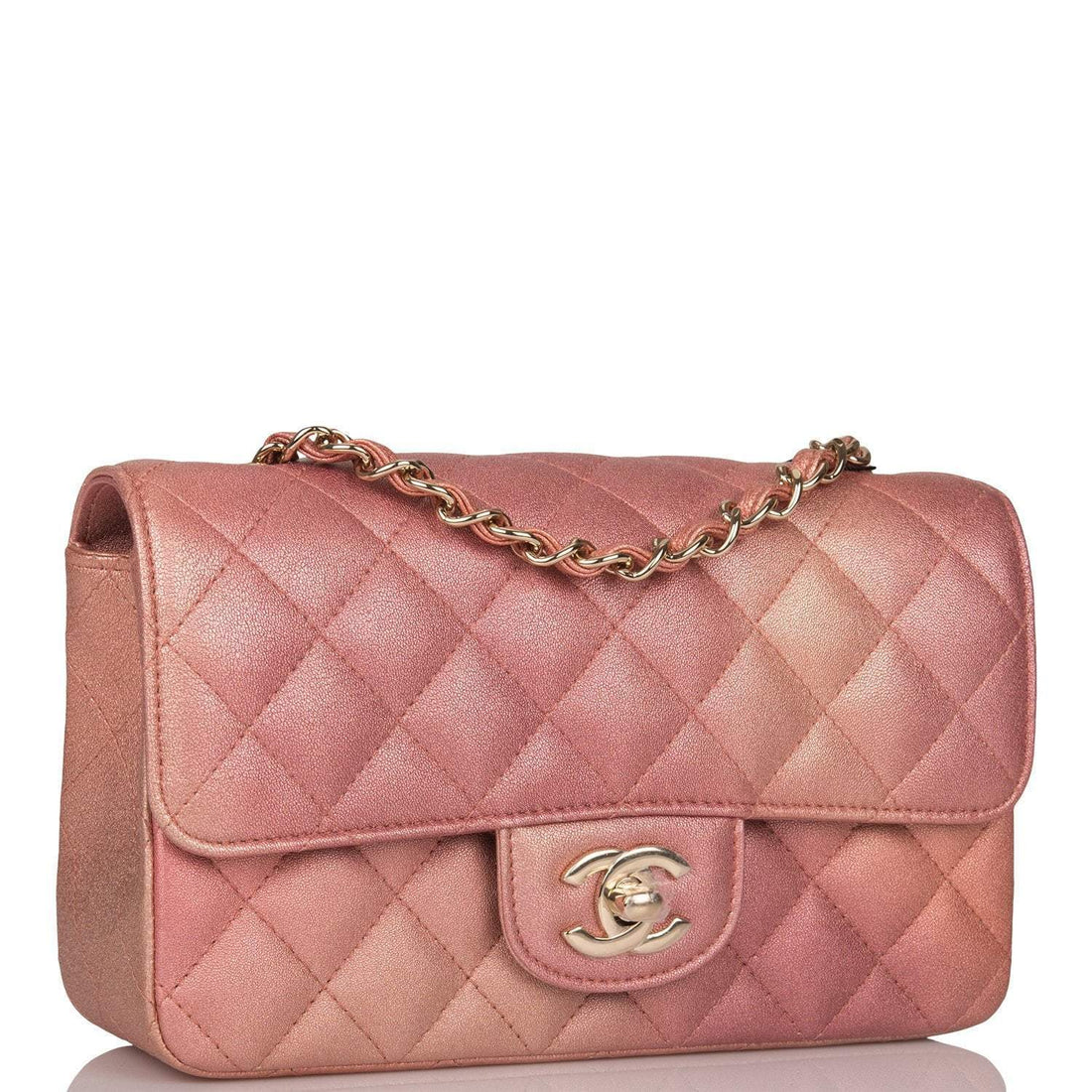 Chanel Rectangular Mini Flap Bag Pink Ombré Metallic Lambskin