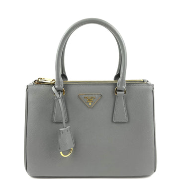 Prada Small Saffiano Cuir Tote with Strap Grey