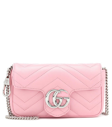 Gucci GG Marmont Super Mini Leather Shoulder Bag Wild Rose