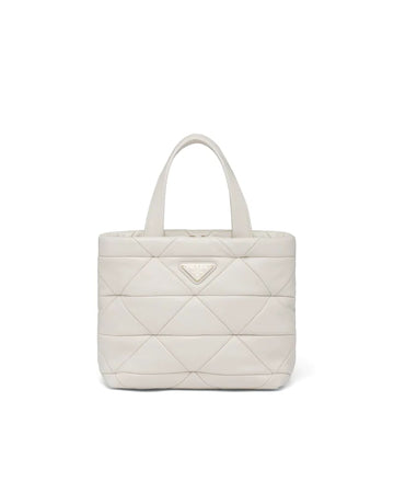 Prada System Nappa Leather Patchwork Tote White