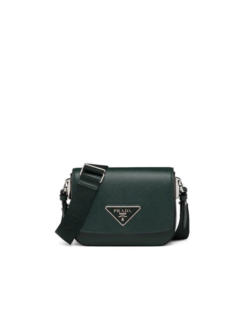 Prada Identity Saffiano Leather Shoulder Bag Emerald