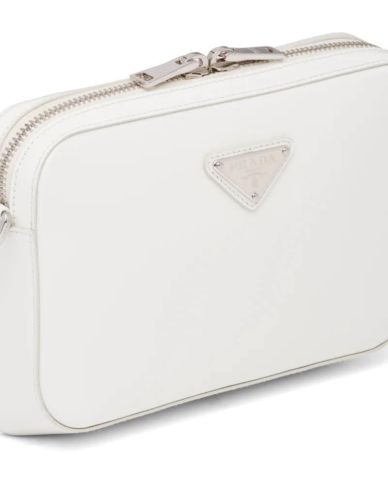 Prada Brushed Leather Shoulder Bag White