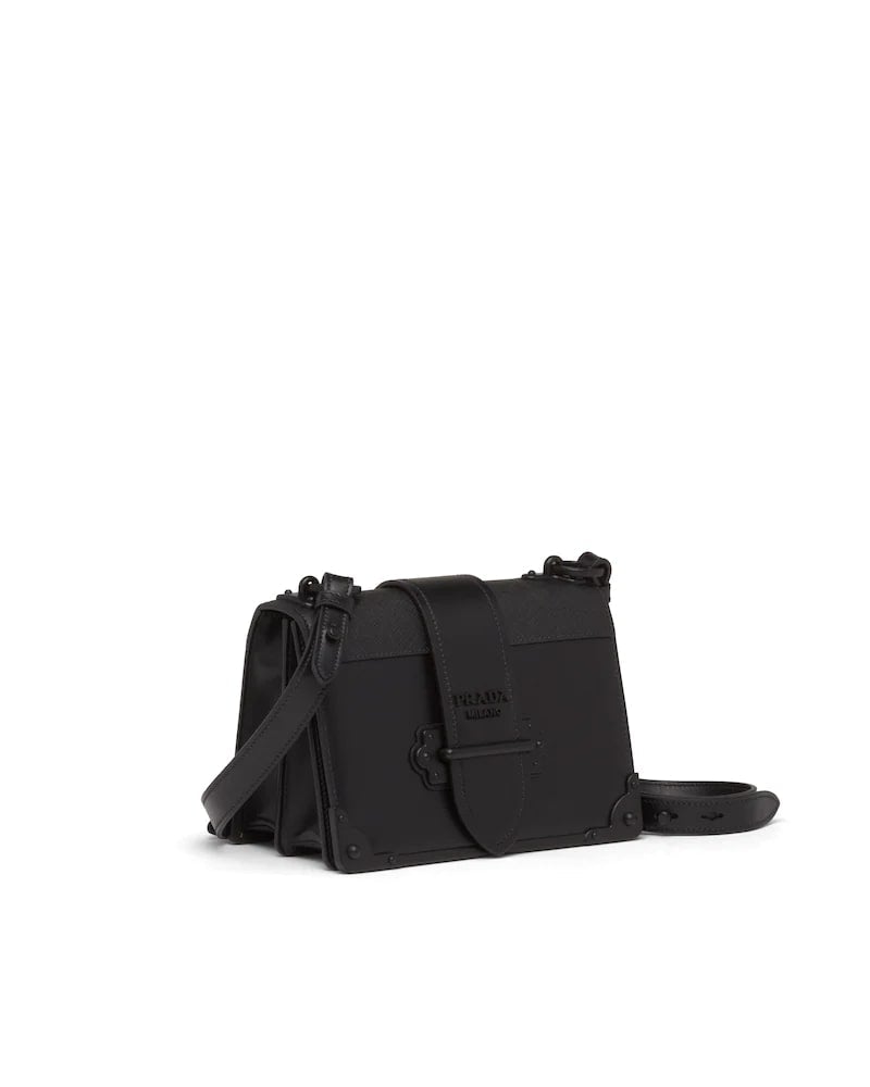 Prada Cahier Leather Shoulder Bag Black