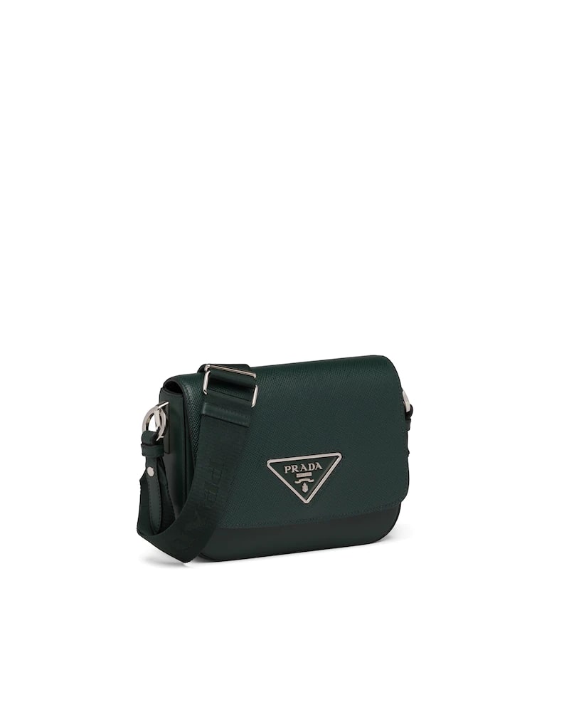 Prada Identity Saffiano Leather Shoulder Bag Emerald