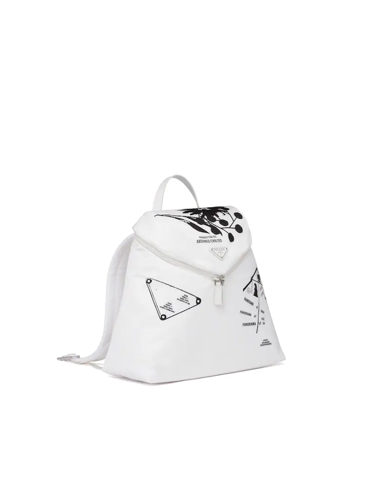 Prada Signaux Printed Nylon Backpack White