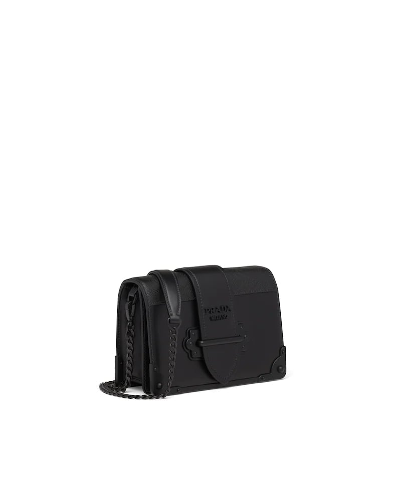 Prada Cahier Leather Shoulder Bag Black
