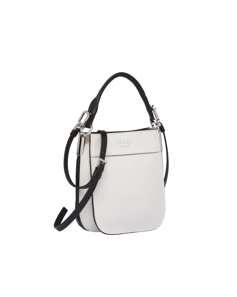 Prada Small Leather Margit Bag White and Black