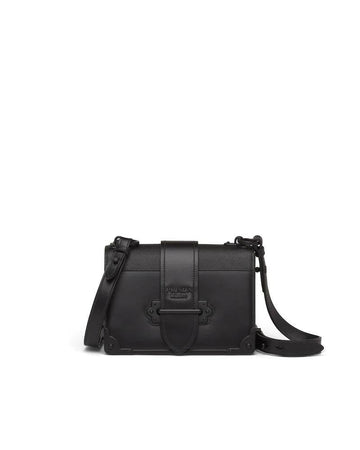 Prada Cahier Leather Shoulder Bag Black