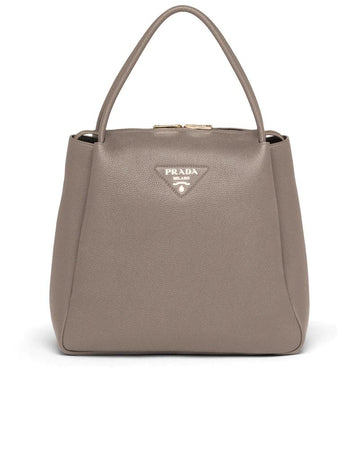 Prada Medium Leather Handbag Bamboo Gray