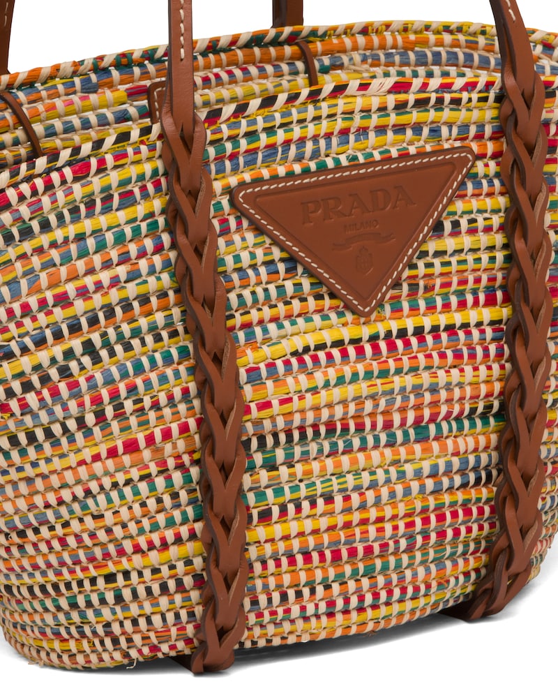 Prada Straw and Leather Tote Bag