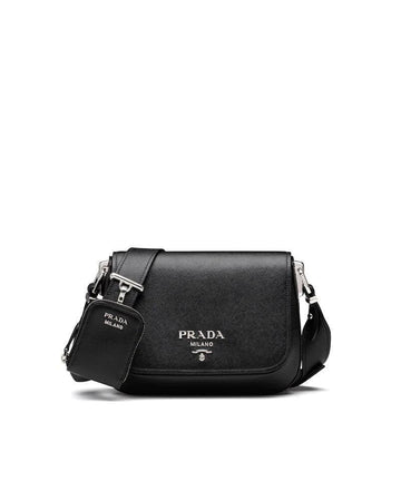 Prada Saffiano Leather Shoulder Bag Black