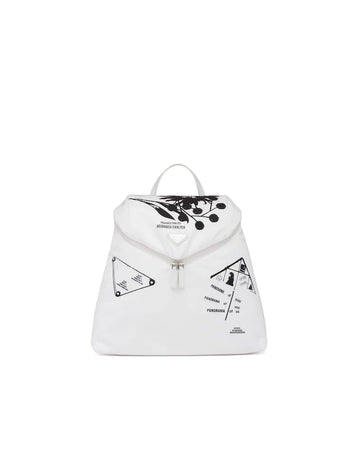 Prada Signaux Printed Nylon Backpack White