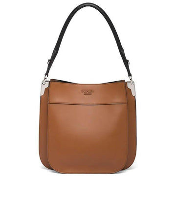 Prada Medium Leather Margit Bag Cognac and Black