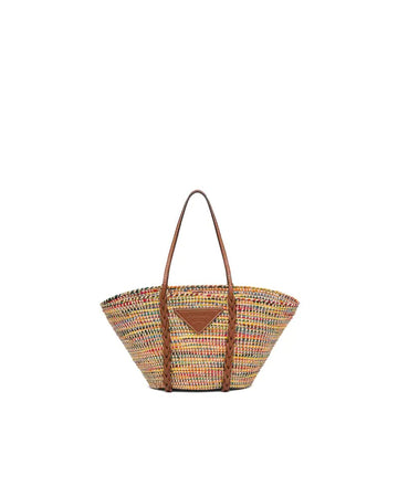 Prada Straw and Leather Tote Bag